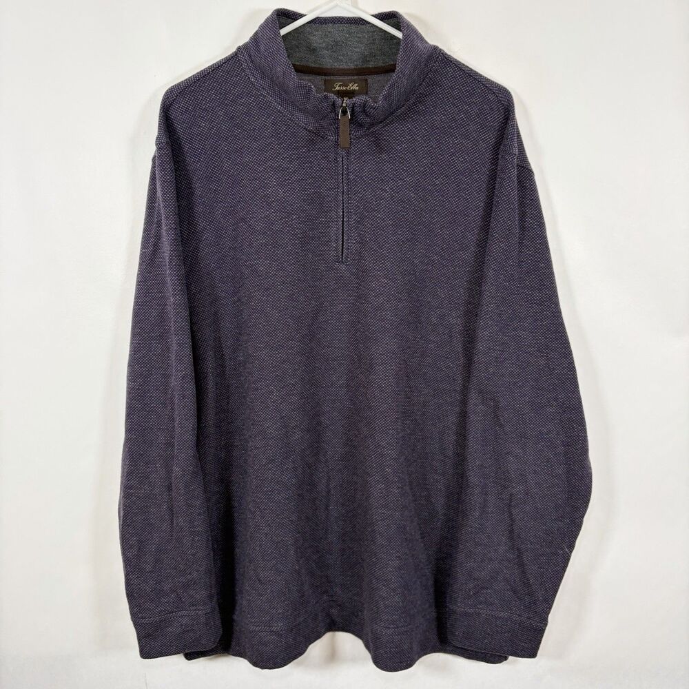Tasso Elba 1/4 Zip Pullover Sweater Mens XXL 2XL Purple Soft Cotton Poly Blend